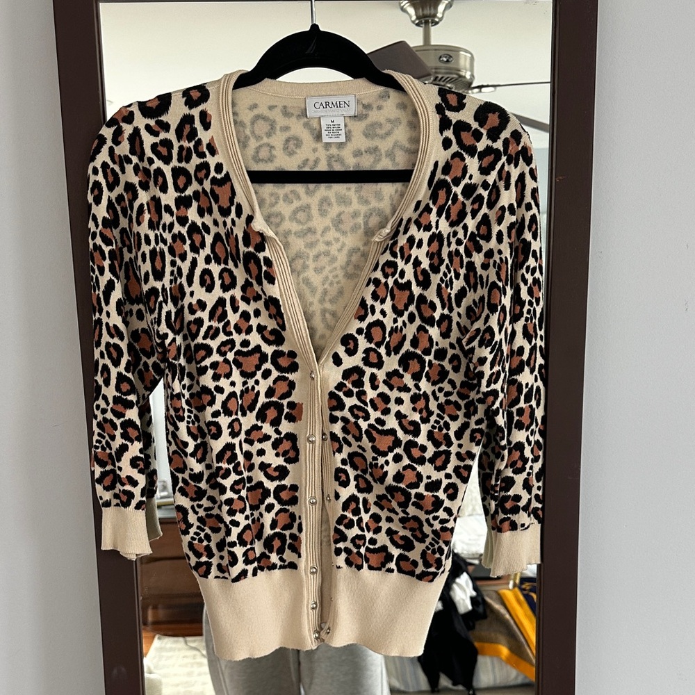 Carmen Marco Valvo Medium Leopard Cardigan